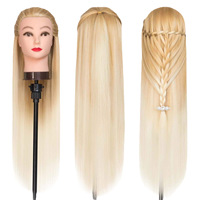 Tête de mannequin pour perruque en cheveux synthétiques haute température, tête de coiffure invisible Halo, tête de mannequin de formation en coiffure faite à la main