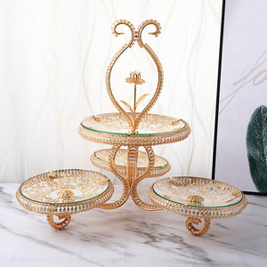 Nordique Moderne De Luxe Design Carré Bonbons Snack Stockage Plaque De Verre En Métal Doré Plateau De Fruits Secs - Product Image 3
