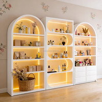 Meubles de salon très demandés, équipement de salon de beauté, armoire de rangement multi-niveaux avec éclairage LED