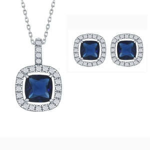 Juego de Anillo, Collar y Aretes Clásicos de Cobre Azul Unisex, Joyería de Moda de Lujo para Bodas y Fiestas - Product Image 2