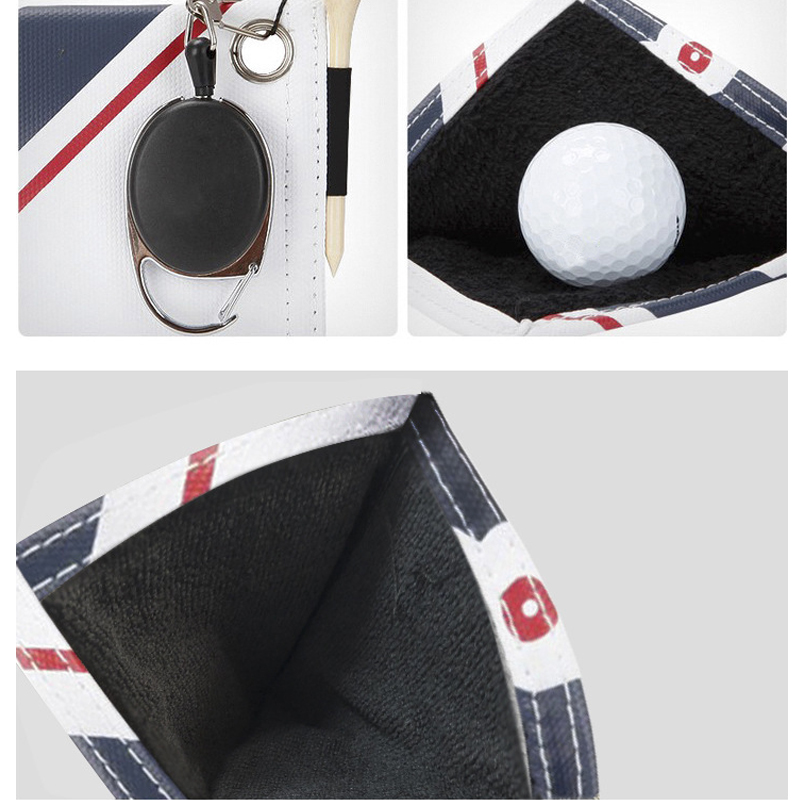 2021 popular golf double-sided with hanging ring cleaning towel for golf club or ball customized logo acceptable