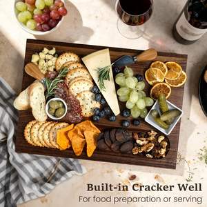 Planche à découper en noyer <span class=keywords><strong>noir</strong></span> avec poignée <span class=keywords><strong>et</strong></span> rigole à jus, 100% <span class=keywords><strong>bois</strong></span> massif naturel, robuste, idéale pour les chefs, cadeau parfait - Product Image 5