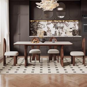 <span class=keywords><strong>Table</strong></span> <span class=keywords><strong>à</strong></span> <span class=keywords><strong>manger</strong></span> rectangulaire moderne pour 6 <span class=keywords><strong>à</strong></span> 8 personnes, facile <span class=keywords><strong>à</strong></span> nettoyer, <span class=keywords><strong>table</strong></span> de cuisine en pierre frittée avec pieds en bois robustes. - Product Image 3