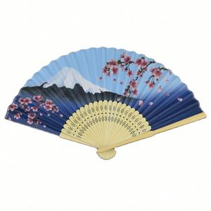 Customized White Paper Folding Hand Fan Personalized Bamboo Design Carved Souvenir Use - Product Image 1