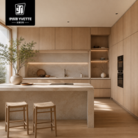 Ensembles d'armoires de cuisine modernes et élégants, design modulaire en verre acrylique, construction en MDF écologique, plan de travail en marbre, garantie 5 ans