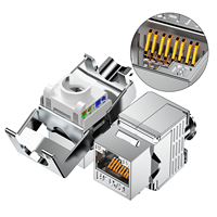 Conector Keystone Modular RJ45 HY-CONNECT sin Herramientas de 180 Grados 8P8C Cat5e Cat6 Cat6a FTP, Conector de Red Hembra sin Herramientas