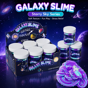 Set de exhibición de 6 tarros de slime de mantequilla Galaxy al por mayor, serie Cielo Estrellado, juguete sensorial suave y elástico para aliviar el estrés para niños, OEM - Product Image 1