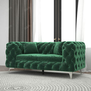 ชุดโซฟาผ้ากำมะหยี่สไตล์โมเดิร์นนอร์ดิกหรูหราสำหรับห้องนั่งเล่น สีเขียว 1+2+3 ที่นั่ง หุ้มด้วยผ้ากำมะหยี่ ตกแต่งแบบเชสเตอร์ฟิลด์ - Product Image 5