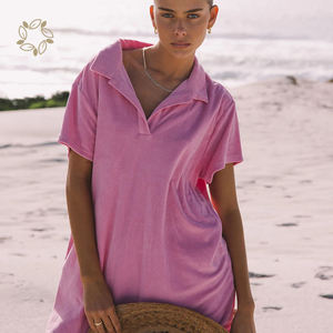 Abito in tessuto di spugna di cotone di bambù organico tessuto spugna spugna spugna Polo abito Eco-Friendly abito per le donne - Product Image 4