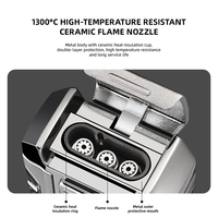 Briquet à cigares triple flamme personnalisé avec logo laser JH Wholesale, en alliage de zinc, design jet, rechargeable