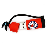 Regalo Publicitario, Memoria USB 2.0 3.0 con Logotipo 3D de Goma PVC, Diseño de Extintor de Incendios, 16GB, Regalo Creativo, Pendrive Promocional
