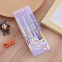 Lot de 6 crayons à mécanisme automatique en boîte, crayons créatifs à motifs de dessins animés, papeterie pour étudiants, crayons à pression pour la calligraphie et la peinture