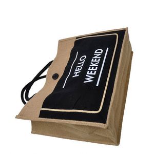 Sac de plage en toile de jute naturelle très vendu, réutilisable, imperméable, avec logo personnalisé - Product Image 2