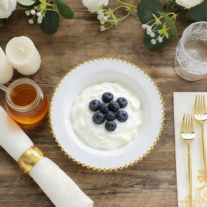Tazones Desechables <span class=keywords><strong>de</strong></span> Plástico Blanco con Borde <span class=keywords><strong>de</strong></span> Perlas Doradas, Ideales para Fiestas, Picnics, Bodas, Catering, <span class=keywords><strong>Restaurantes</strong></span>, Venta al por Mayor - Product Image 6