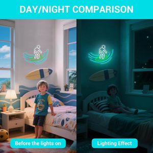 Enseigne au néon surfeur surf lumière LED décoration murale LED lumière de sport alimenté luminosité réglable interrupteur chambre décor cadeaux adolescents enfants - Product Image 4