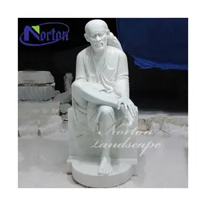 花园装饰生活大小石雕印度白色大理石宗教Shirdi Sai巴巴神雕像雕塑