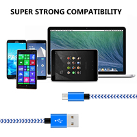 Kabel Data Transfer Pengisian Daya Micro USB 2.0 3A Murah 1m Konduktor Tembaga Murni Berlapis Nilon