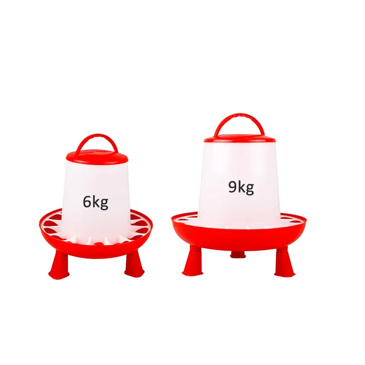 Chất lượng cao vật liệu nhựa 6kg 9kg gia cầm Feeder với chân cho gà