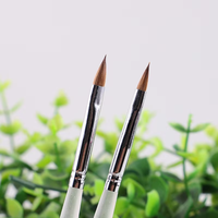 Pinceau professionnel pour la peinture d'art des ongles en poils de sable de Kolinsky de qualité supérieure, rond et ovale, manche en acrylique transparent, stylo pour l'art des ongles