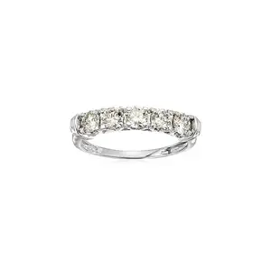 1 cttw Diamond Wedding Anniversary Band for Women 5 Stone Champagne Diamond Engagement Ring 10K White Gold Round Prong Set Size