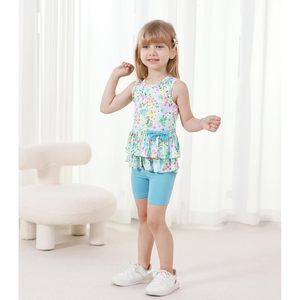 Dreamhalo Conjunto de verano para niñas pequeñas, camiseta sin mangas con volantes y pantalones cortos con lazo, conjunto de 2 piezas, ropa de 2 a 6 años - Product Image 5