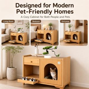 Table d'appoint en bois pour chat, meuble de rangement multifonctionnel pour humains et animaux, table de chevet pour animaux - Product Image 2