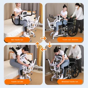 כיסא העברה הידראולי רב תכליתית עבור קשישים טיפול אמבט בית שירותים עבור מטופלים משותקים פלדה כיסא גלגלים - Product Image 2