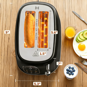 <span class=keywords><strong>Grille</strong></span>-<span class=keywords><strong>pain</strong></span> intelligent à écran tactile 2 tranches avec <span class=keywords><strong>fente</strong></span> large, 6 niveaux de brunissage, plateau à miettes amovible, réchauffage, décongélation, pour bagel, <span class=keywords><strong>pain</strong></span> - Product Image 5