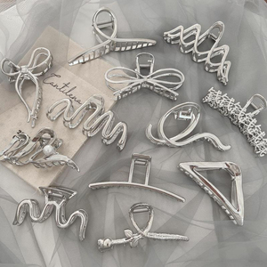 Grandes pinces à cheveux en métal plaqué argent pince à cheveux nœud papillon pour femmes porte-<span class=keywords><strong>queue</strong></span> <span class=keywords><strong>de</strong></span> <span class=keywords><strong>cheval</strong></span> - Product Image 1