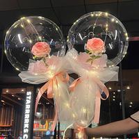 Ballon lumineux LED 2026, cadeau pour la fête des mères, bouquet de roses, ballons à l'hélium, roses, globos, ensemble pour la Saint-Valentin, fleurs décoratives, ballon LED Bobo