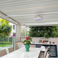 Pergola extérieure en aluminium imperméable sur mesure avec cadre en osier électrique, toit à lames bioclimatiques, pavillon de jardin, système de gazebo