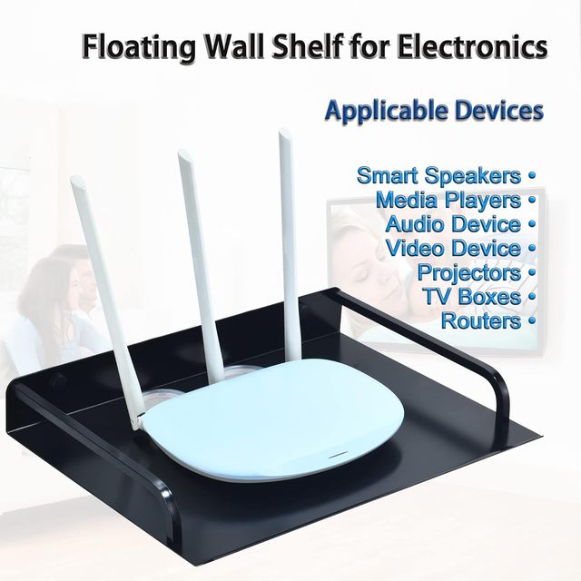 Floating Entertainment Center Shelves Dvd Player Shelf, Shelf Under Tv Wall Mount Shelf for Cable Box,Wifi Router,Tv Box