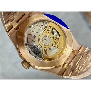 นาฬิกาข้อมืออัตโนมัติระบบกลไก รุ่นหรูหรา 15500 จากโรงงาน APS หน้าปัดสีน้ำเงิน ขนาด 41 มม. กันน้ำได้สูง พร้อมระบบเตือน สายสีโรสโกลด์ - Product Image 6