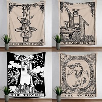 Gambar garis kartu Tarot seri gantungan dinding latar belakang kain disikat pendek mewah kualitas tinggi permadani persegi panjang