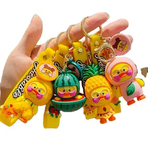 Leuke Speelgoed Watermeloen Ananas Pop Siliconen Sleutelhanger Cartoon Fruit Eend Sleutelhanger Kinderen Rugzak Autosleutel Hanger Sleutelhanger