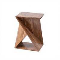 Table basse moderne en bois massif, table d'appoint en bois, table d'appoint géométrique, meubles de salon