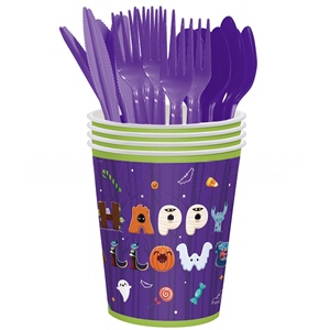 Wholesale Cute Monster Halloween Disposable Tableware Set <b>Paper</b> Plates Cups Napkins Kids Halloween Party Decor Supplies - Product Image 6