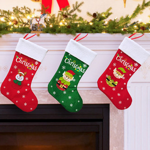 Chaussettes de Noël en feutre à motif de dessin animé, pendentif pour cheminée, décoration de la maison, cadeau de Noël, petit sac de rangement - Product Image 1