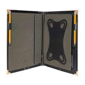 디럭스 A4 블랙 PU 가죽 정장 디스플레이 합창단 피아노 음악 패드 노트 황동 도금 강철 코너 프로텍터가있는 책 파일 폴더 - Product Image 3