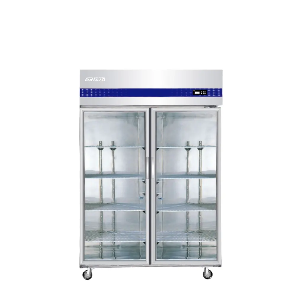 Ticari 2 cam kapi dik chiller/meşrubat dolum makinesi ekran buzdolabı/soğutmalı vitrin