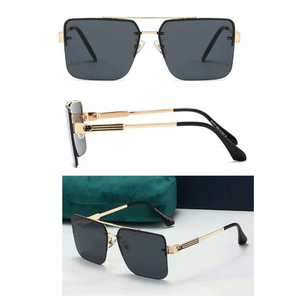 Gafas de <span class=keywords><strong>Sol</strong></span> de Alta Calidad, Marca de Moda de Lujo, Montura Metálica, Logotipo Personalizado, Corte para Mujer y Hombre, Protección UV 2025 - Product Image 1