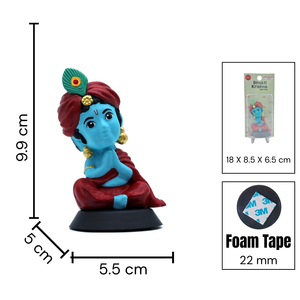 Ídolo de Krishna Pintado a Mano con Acabado Azul, Pieza Decorativa Espiritual para el Hogar, Templo, Escritorio de Oficina, Tablero de Auto y Regalo - Product Image 6