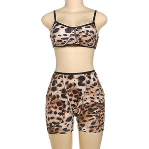 Leopard Print Sexy Club Conjuntos das Mulheres Sexy Fashion Sling Top e Shorts 2 Peça Set Mulheres Roupas de Verão para Mulheres - Product Image 2
