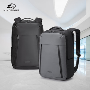 Kingsons Men's Laptop <b>Backpack</b> Water Resistant Business Travel Gray Black Solid Color Shoulder <b>Straps</b> Spring 2026 - Product Image 1