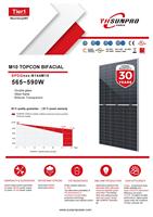 Sunpro 590W N-Type Panneaux Solaires TOPCon Double Verre Bifacial Transparent Argent Cadre 144 Cellules Niveau 1 Marque PV Modules