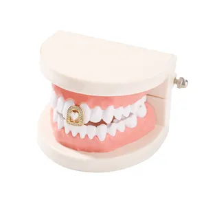 Moda Hip Hop Shell amore Single Grillz in vero oro galvanica per gioielli alla moda Grillz