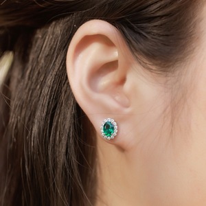 Pendientes Retro Ovalados con Esmeralda Cultivada en Laboratorio, Plata de Ley S925, Gema de Color Completo, Joyería de Lujo Ligero para Mujer - Product Image 6