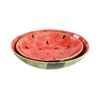 Assiette creuse en céramique Jiutian au design mignon pastèque, motif végétal sous glaçure, compatible micro-ondes, pour petit-déjeuner