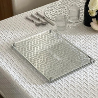 Plateau de service et de présentation en acrylique personnalisé pour Matzô, avec cadre miroir or et argent, en plexiglas, pour Pessa'h et Seder
