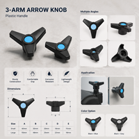Manija de sujeción triangular de nailon ABS con pomo de tres brazos en forma de estrella, rosca hembra y orificio pasante para cajones de gabinetes de maquinaria industrial